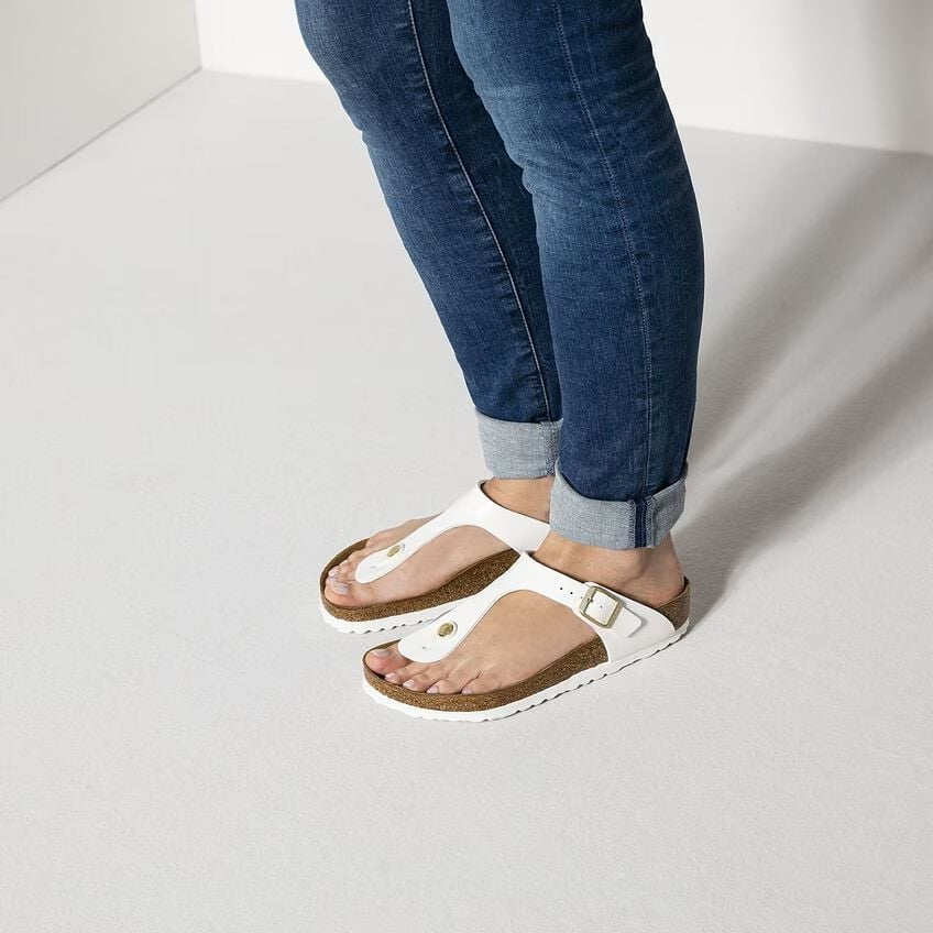 Birkenstock Gizeh Patent Sandals White Regular Fit