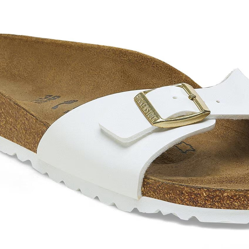 Birkenstock Madrid Birko-Flor Sandals Patent White Narrow Width