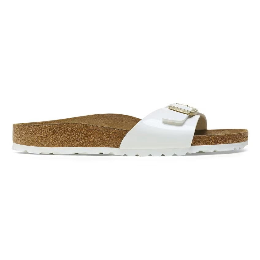 Birkenstock Madrid Birko-Flor Sandals Patent White Narrow Width