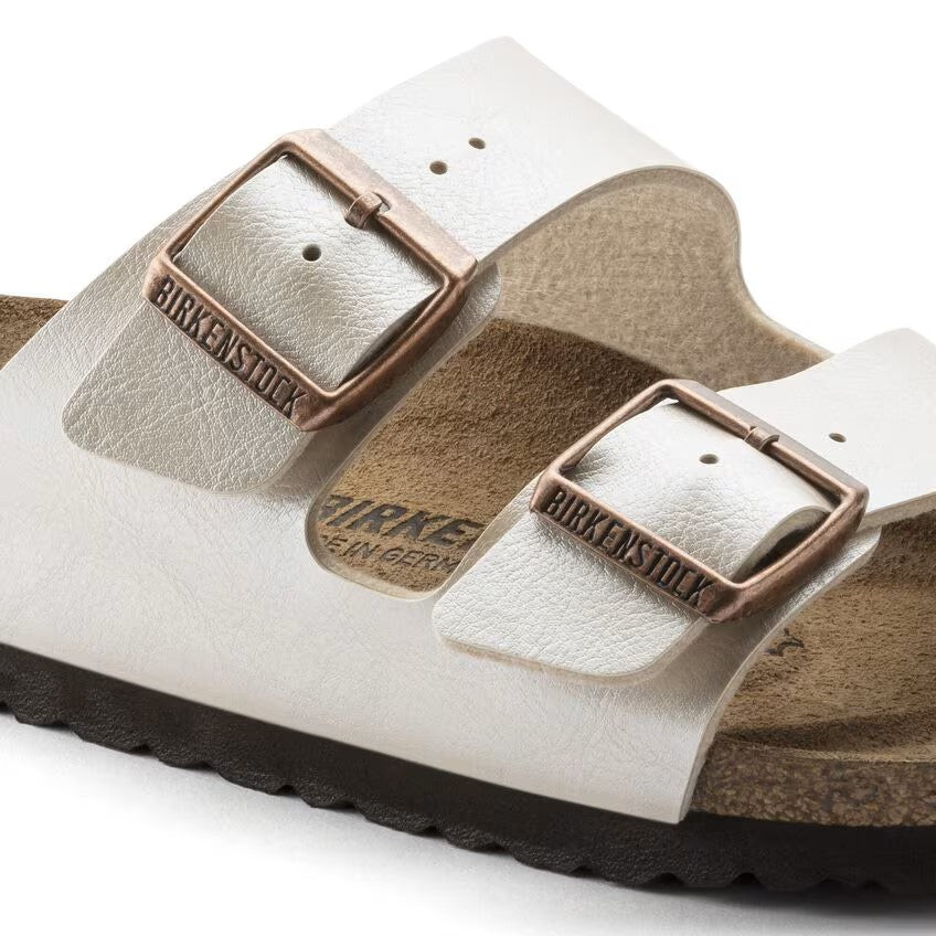Birkenstock Arizona Two-Strap Birko-Flor Sandals Graceful Pearl White Narrow Fit