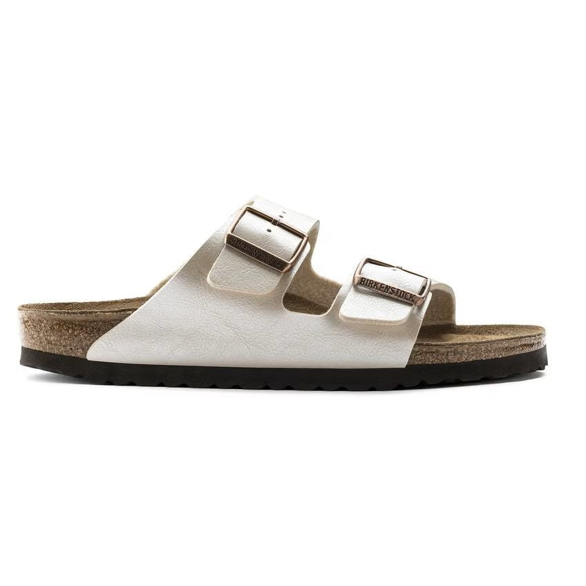 Birkenstock Arizona Two-Strap Birko-Flor Sandals Graceful Pearl White Narrow Fit