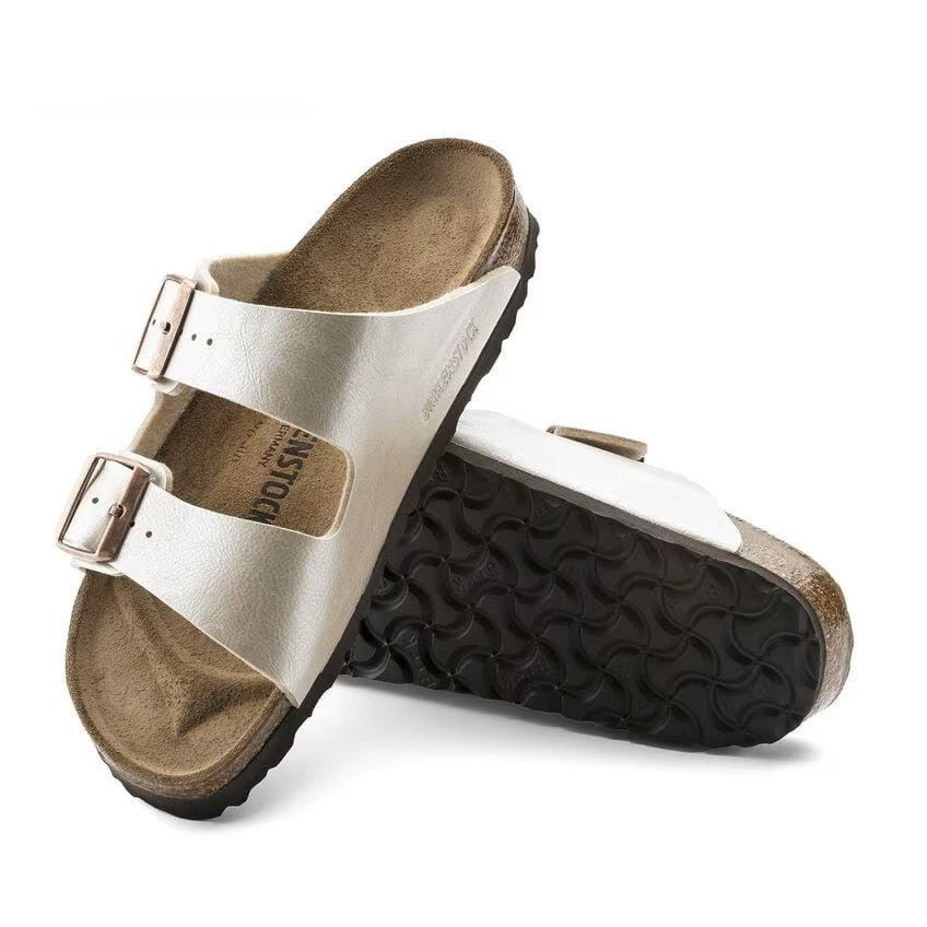 Birkenstock Arizona Two-Strap Birko-Flor Sandals Graceful Pearl White Narrow Fit