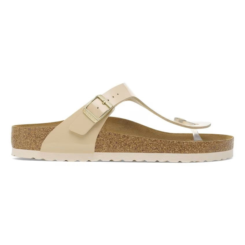 Birkenstock Gizeh Sandals Patent Sand Brown Regular Fit