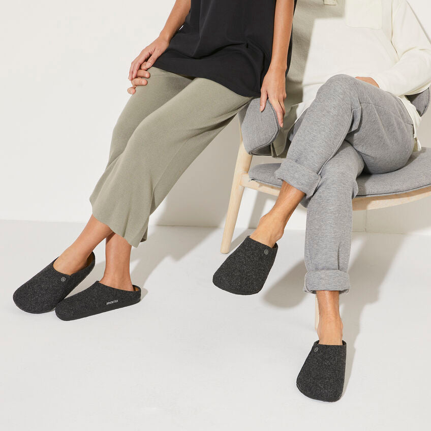Birkenstock Zermatt Cork Latex Footbed Slippers Dark Anthracite Grey Regular Fit