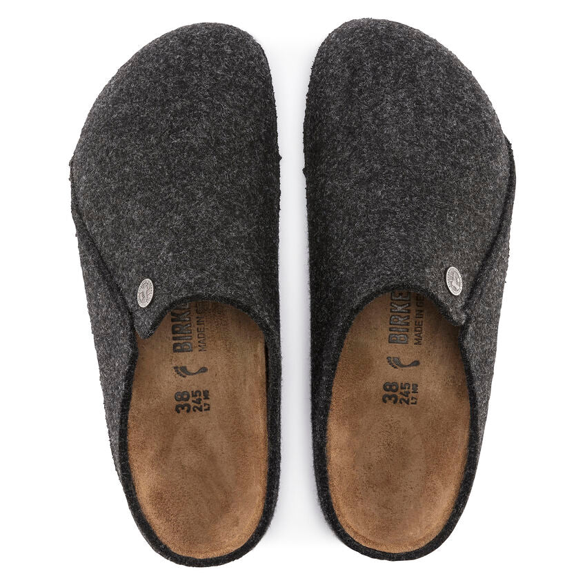 Birkenstock Zermatt Cork Latex Footbed Slippers Dark Anthracite Grey Regular Fit