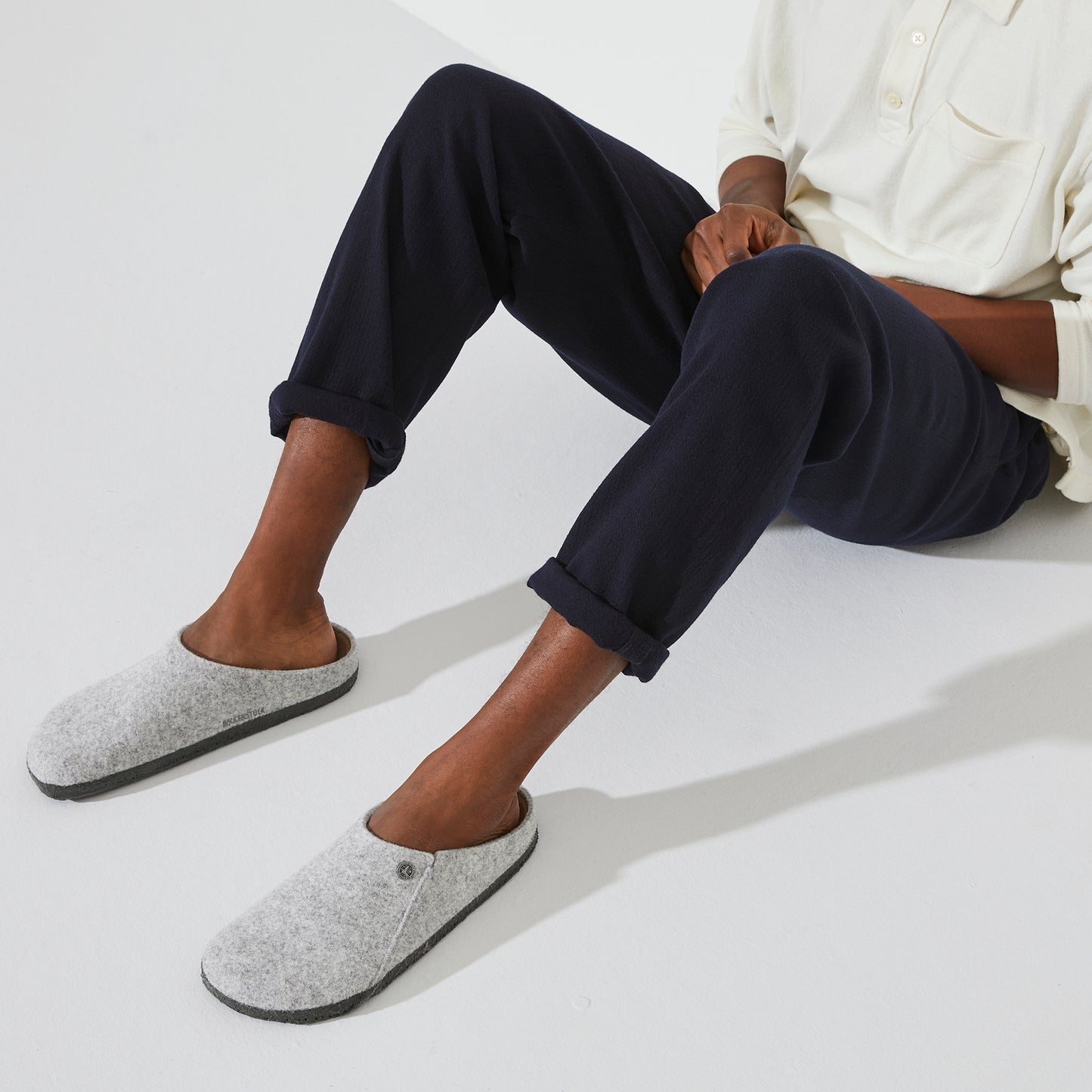 Birkenstock Zermatt Cork Latex Footbed Slippers Light Grey Regular Fit
