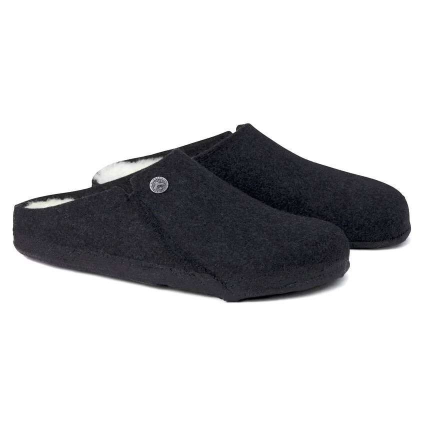 Birkenstock Zermatt Shearling Felt Slippers Dark Anthracite Grey Regular Fit