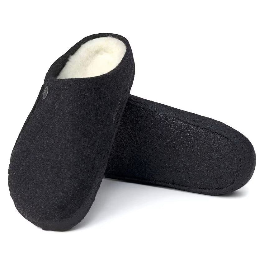 Birkenstock Zermatt Shearling Felt Slippers Dark Anthracite Grey Regular Fit