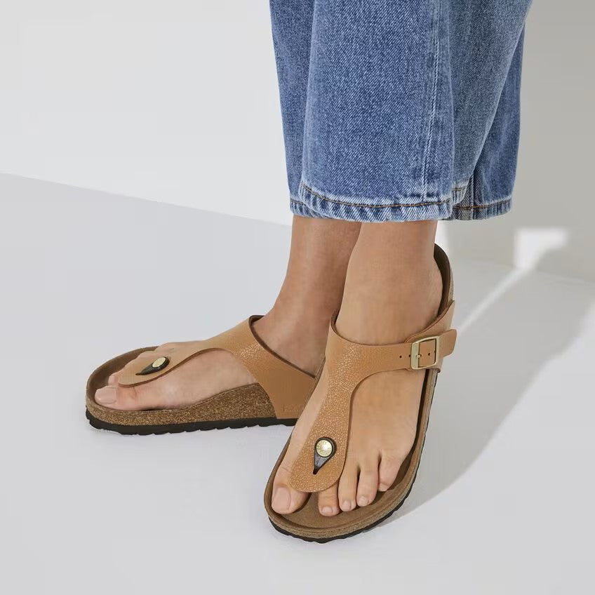 Birkenstock Gizeh Sandals Vegan Birko-Flor Birkibuc Pecan Brown Regular Fit