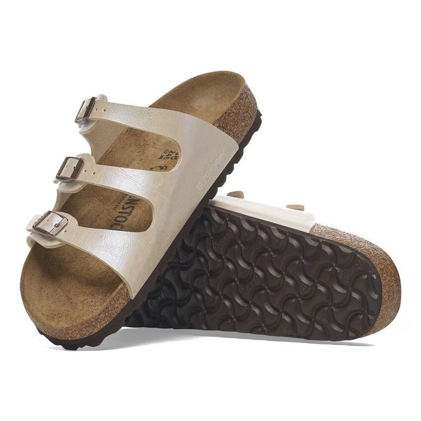 Birkenstock Florida Birko-Flor Graceful Sandals Pearl White Regular Width