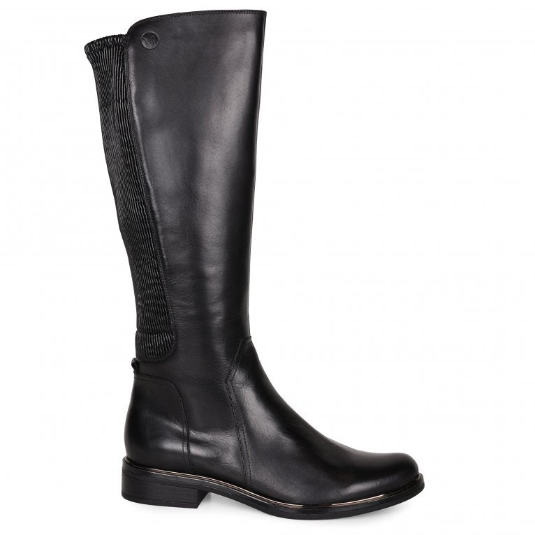 Womens Caprice Leather Knee High Boots Black Nappa