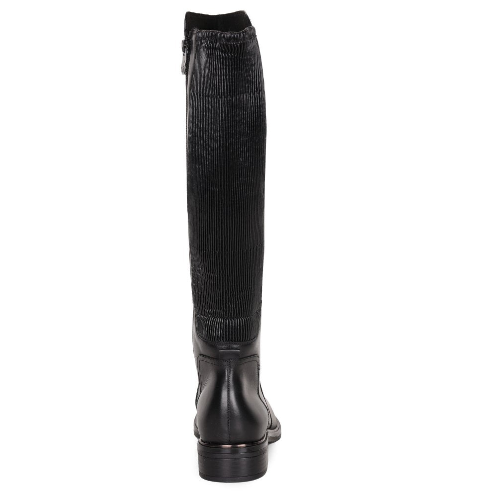 Womens Caprice Leather Knee High Boots Black Nappa
