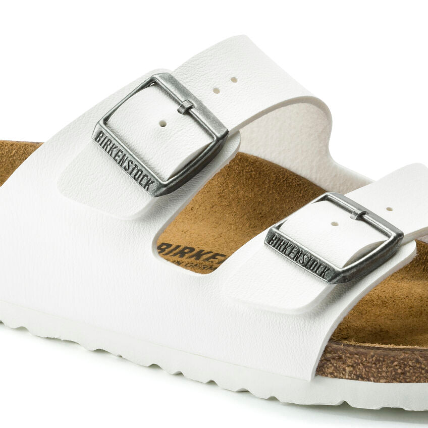 Birkenstock Arizona Two-Strap Birko-Flor Sandals White Narrow Fit
