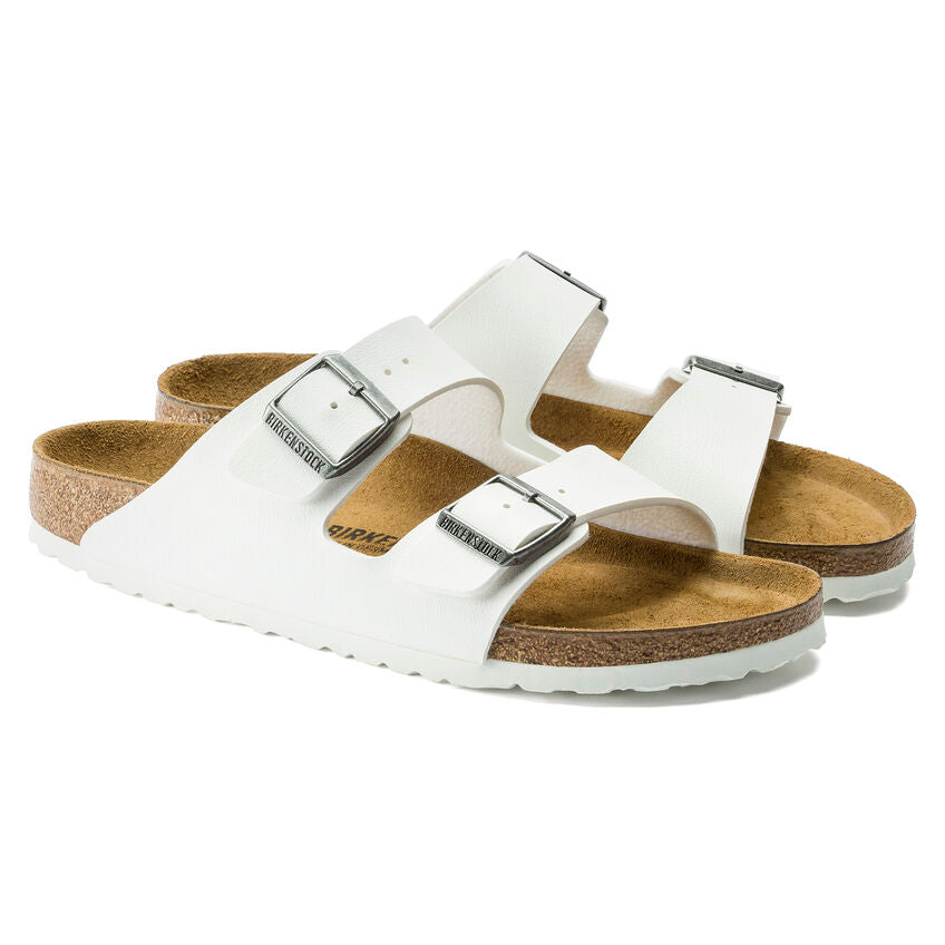 Birkenstock Arizona Two-Strap Birko-Flor Sandals White Narrow Fit