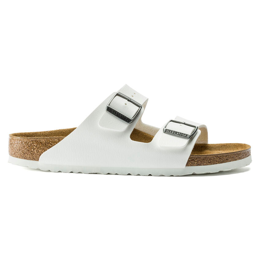 Birkenstock Arizona Two-Strap Birko-Flor Sandals White Narrow Fit