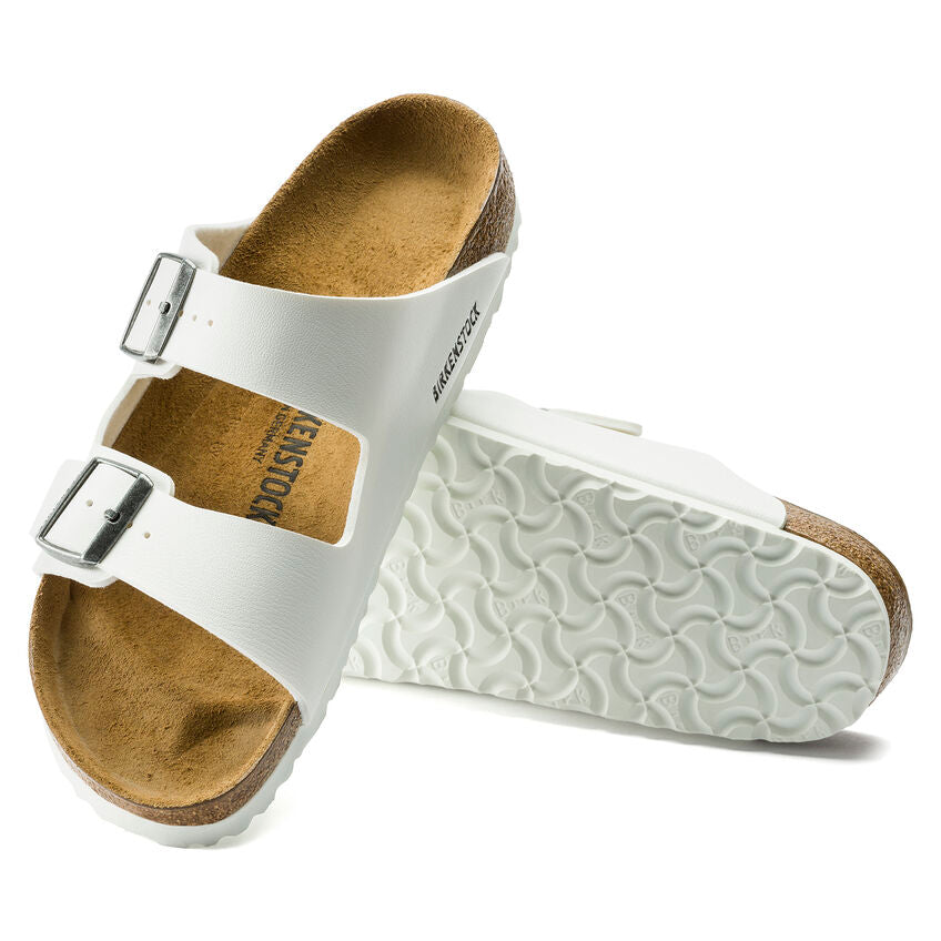 Birkenstock Arizona Two-Strap Birko-Flor Sandals White Narrow Fit