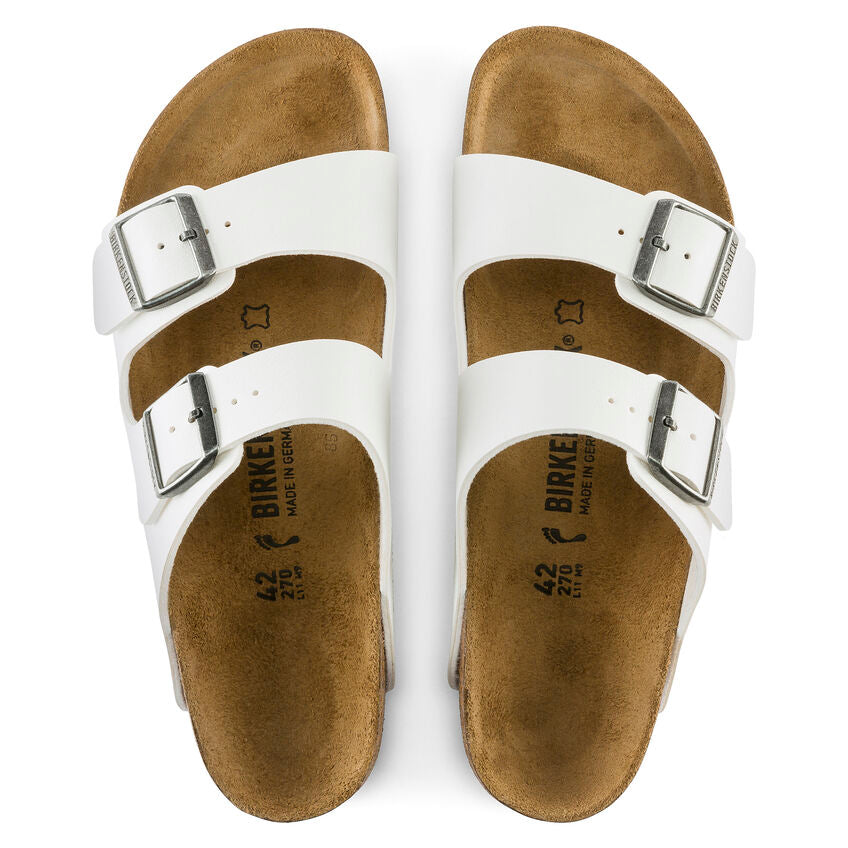Birkenstock Arizona Two-Strap Birko-Flor Sandals White Narrow Fit