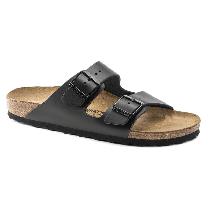 Birkenstock Arizona Two-Strap Natural Leather Sandals Black Regular Fit