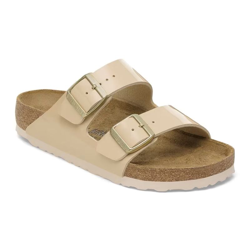 Birkenstock Arizona Two-Strap Patent Sandals Sand Brown Regular Fit