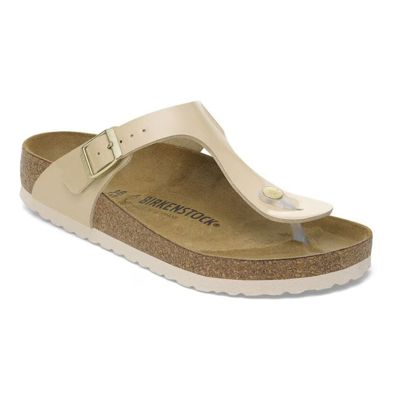 Birkenstock Gizeh Sandals Patent Sand Brown Regular Fit