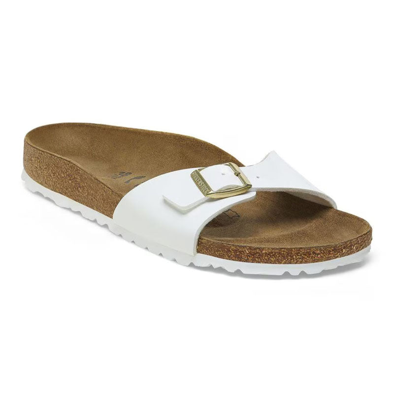 Birkenstock Madrid Birko-Flor Sandals Patent White Narrow Width