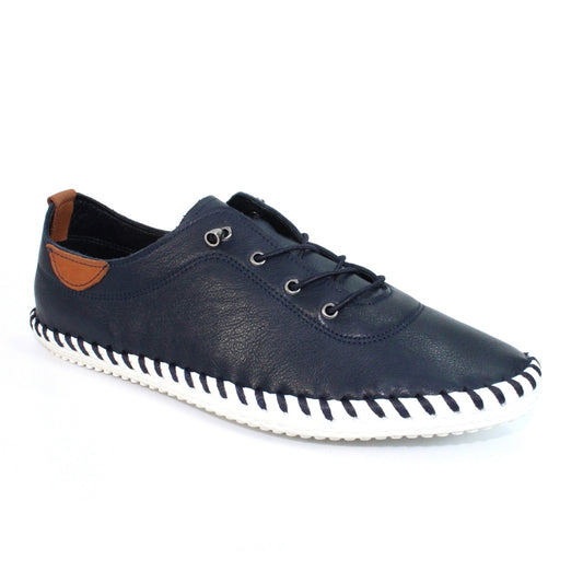 Womens Lunar St Ives Leather Casual Trainer Navy