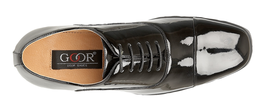 Mens Goor Smart Oxford Tie Shoes Patent Black