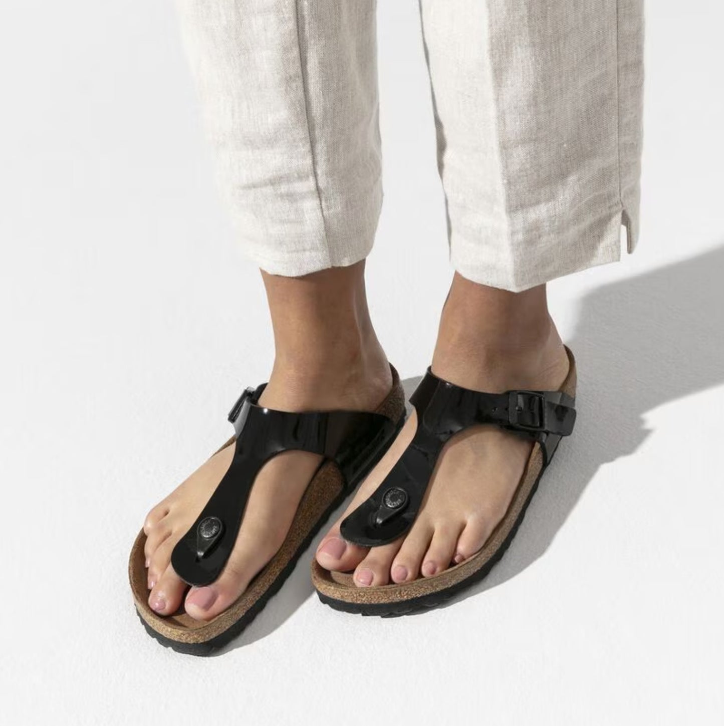 Birkenstock Gizeh Sandals Black Patent Narrow Fit