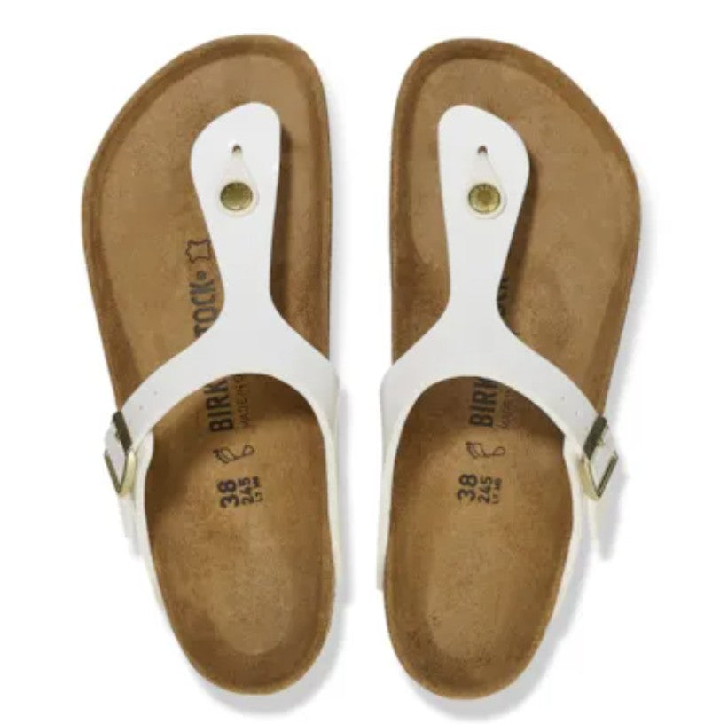 Birkenstock Gizeh Sandals Patent White Narrow Fit