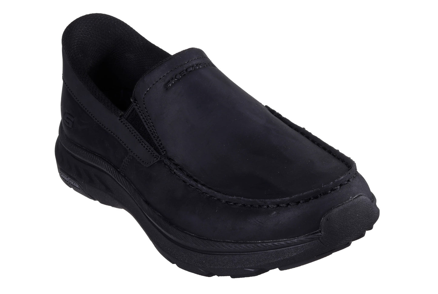 Mens Skechers Pollard Osgood Slip-Ins Relaxed Fit Memory Foam Trainers Black