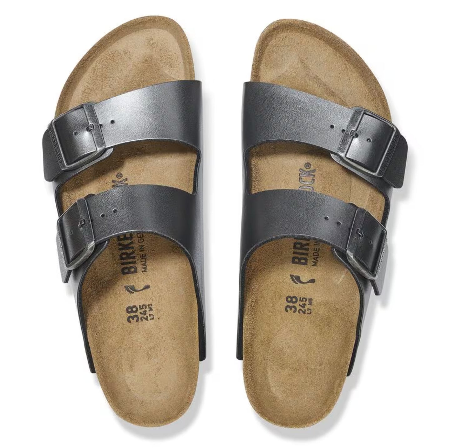 Birkenstock Arizona Two-Strap Birko-Flor Sandals Metallic Black Regular Fit