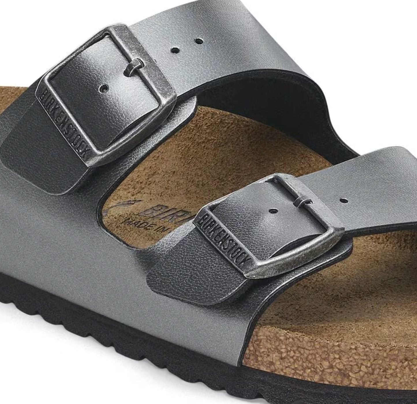 Birkenstock Arizona Two-Strap Birko-Flor Sandals Metallic Black Regular Fit