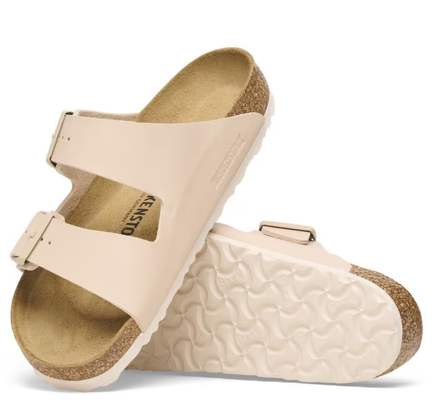 Birkenstock Arizona Two-Strap Birko-Flor Sandals New Beige Narrow Fit