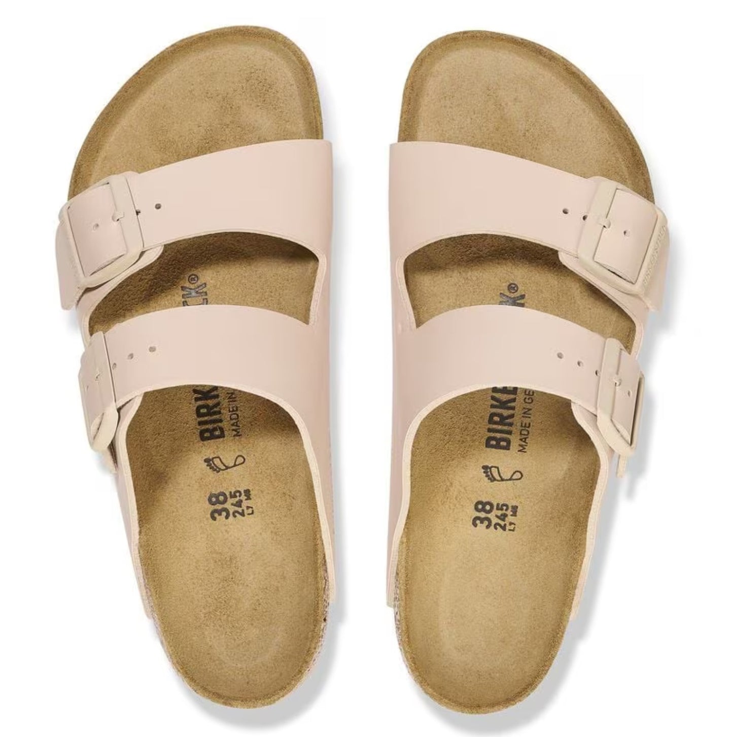 Birkenstock Arizona Two-Strap Birko-Flor Sandals New Beige Narrow Fit