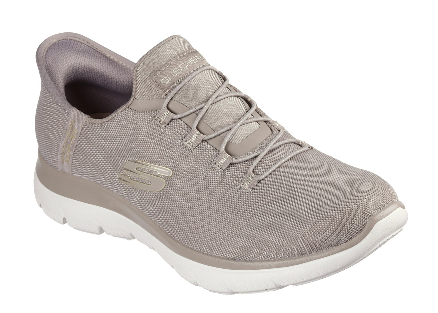 Womens Skechers Slip Ins Summits Vegan Classy Night Trainers Taupe