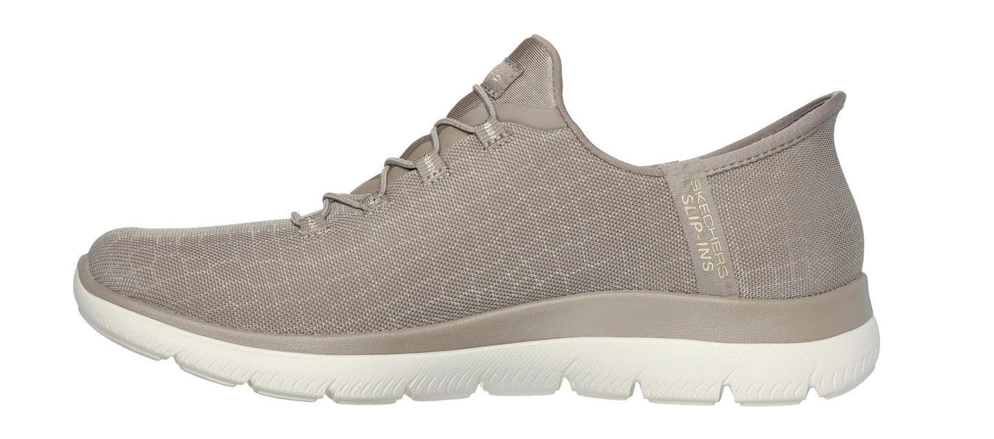 Womens Skechers Slip Ins Summits Vegan Classy Night Trainers Taupe
