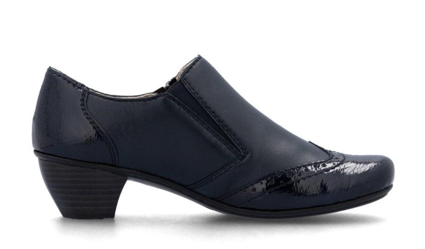 Womens Rieker Zip Up Heeled Shoes Navy Blue