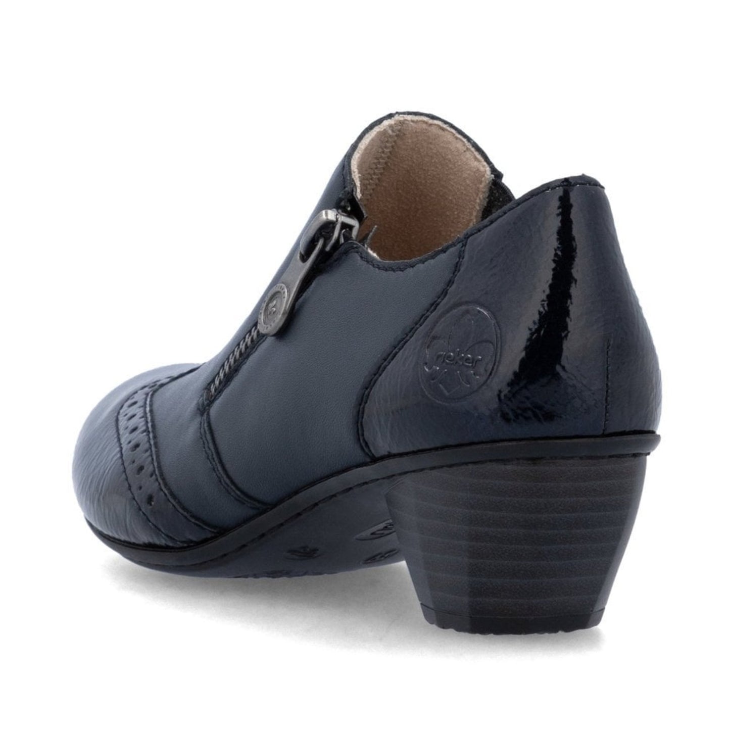 Womens Rieker Zip Up Heeled Shoes Navy Blue