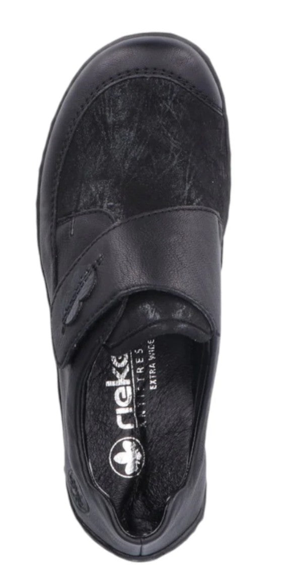 Womens Rieker Extra Wide Touch Fastening Shoes Black