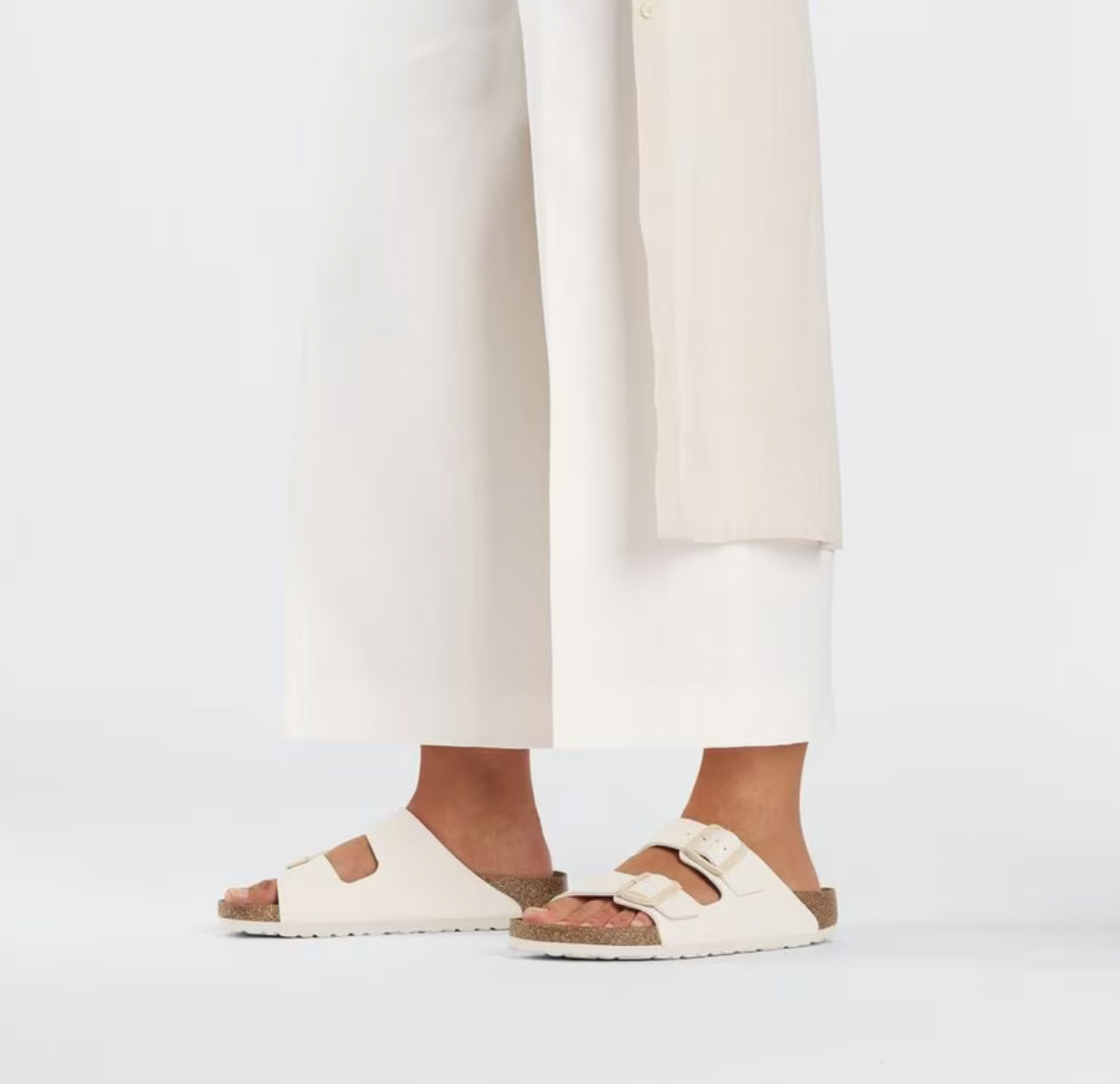 Birkenstock Arizona Two-Strap Birko-Flor Sandals White Eggshell Regular Fit