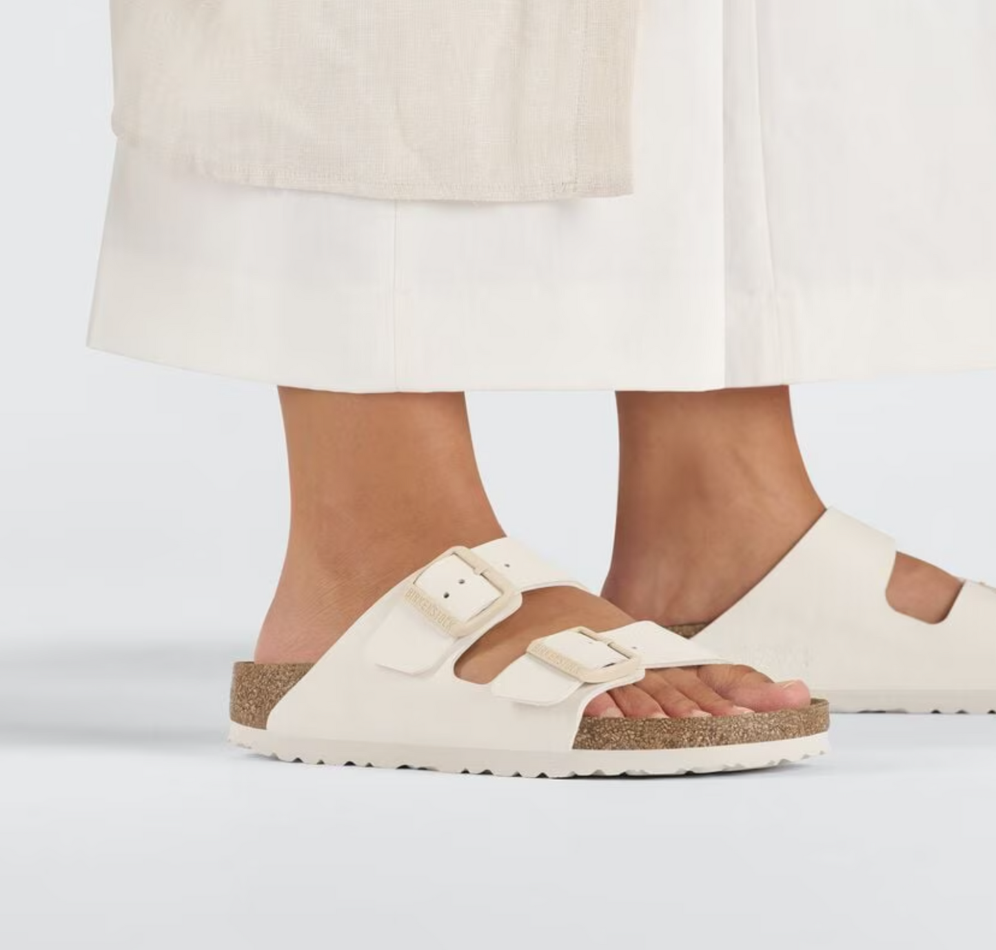 Birkenstock Arizona Two-Strap Birko-Flor Sandals White Eggshell Regular Fit