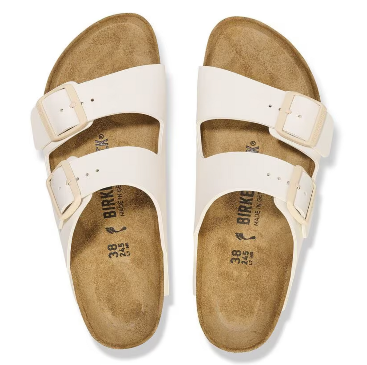 Birkenstock Arizona Two-Strap Birko-Flor Sandals White Eggshell Regular Fit