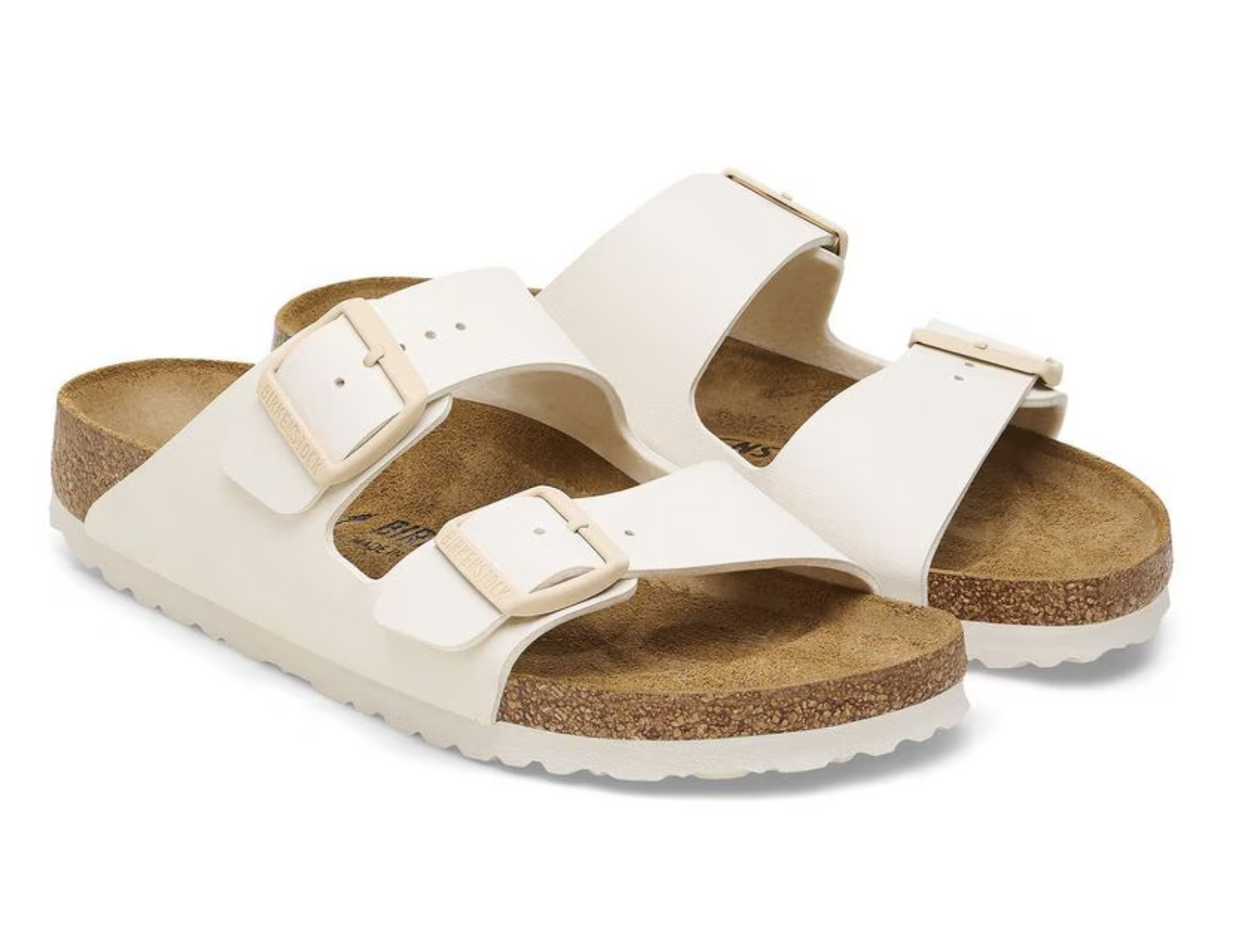 Birkenstock Arizona Two-Strap Birko-Flor Sandals White Eggshell Regular Fit