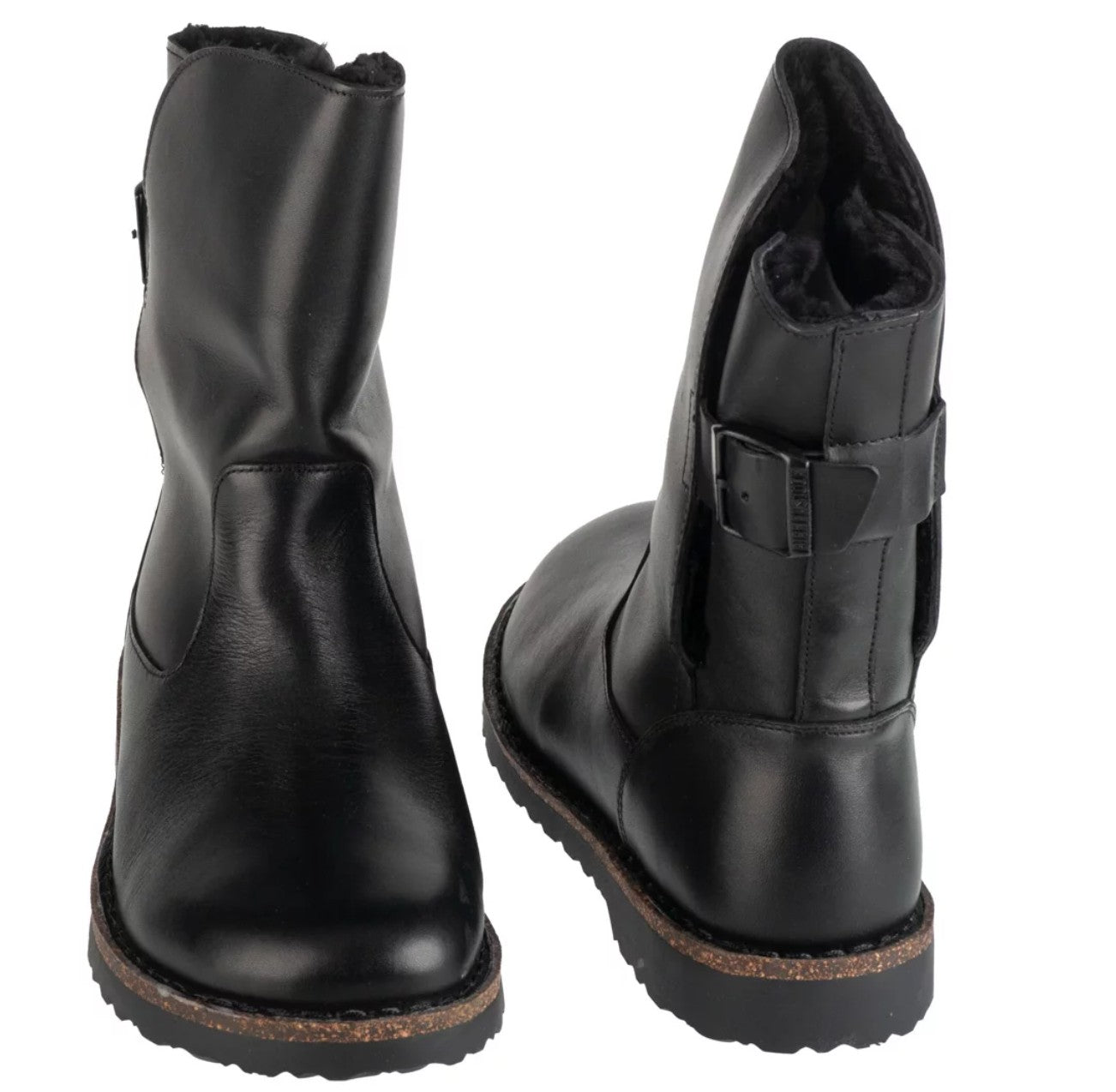 Womens Birkenstock Uppsala Shearling Natural Leather Boots Regular Width Black