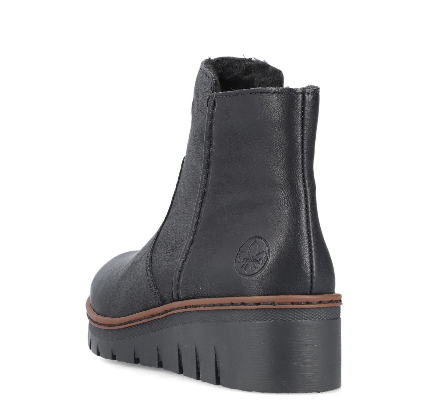 Womens Rieker Zip Wedge Boots Black