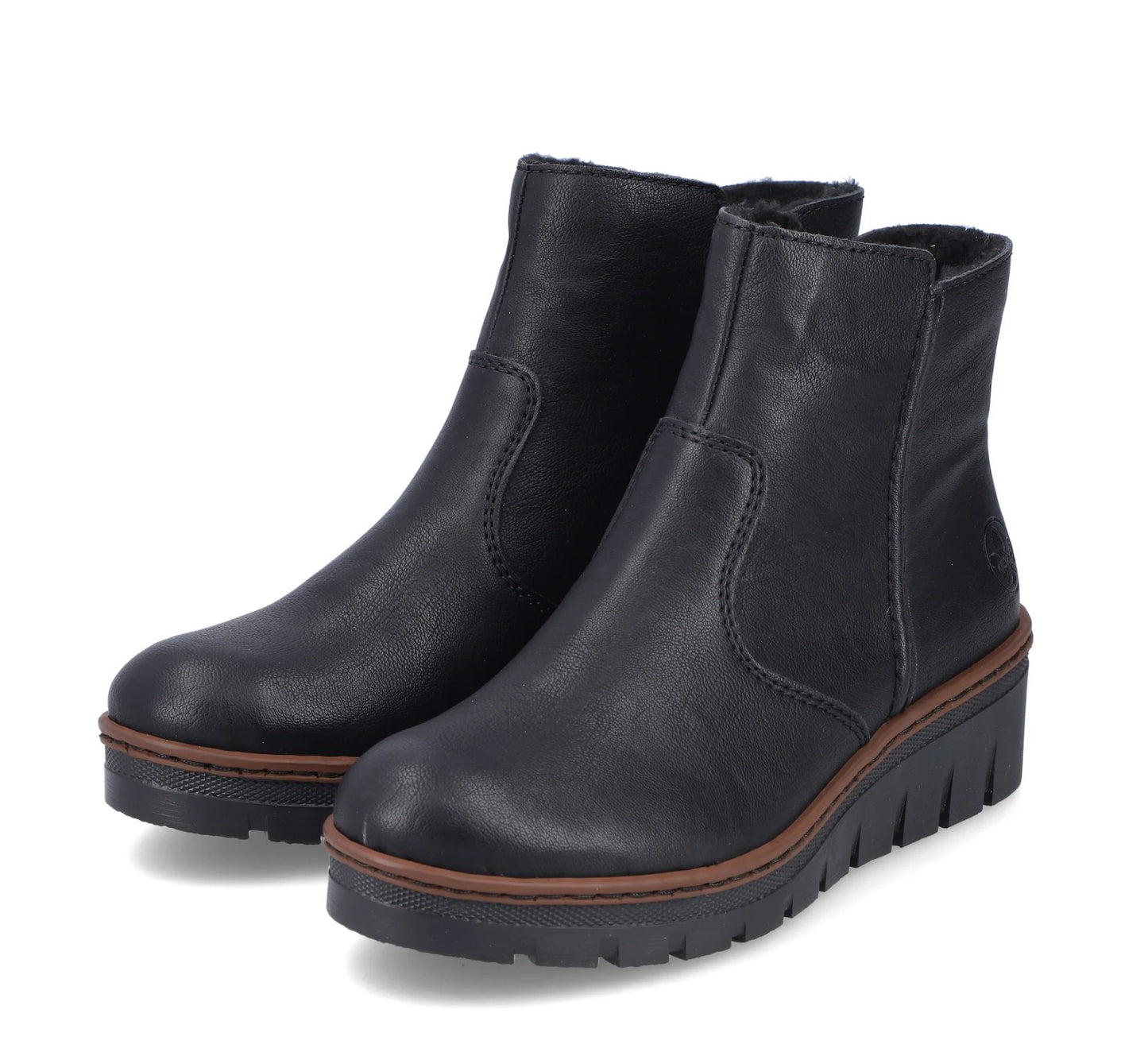 Womens Rieker Zip Wedge Boots Black