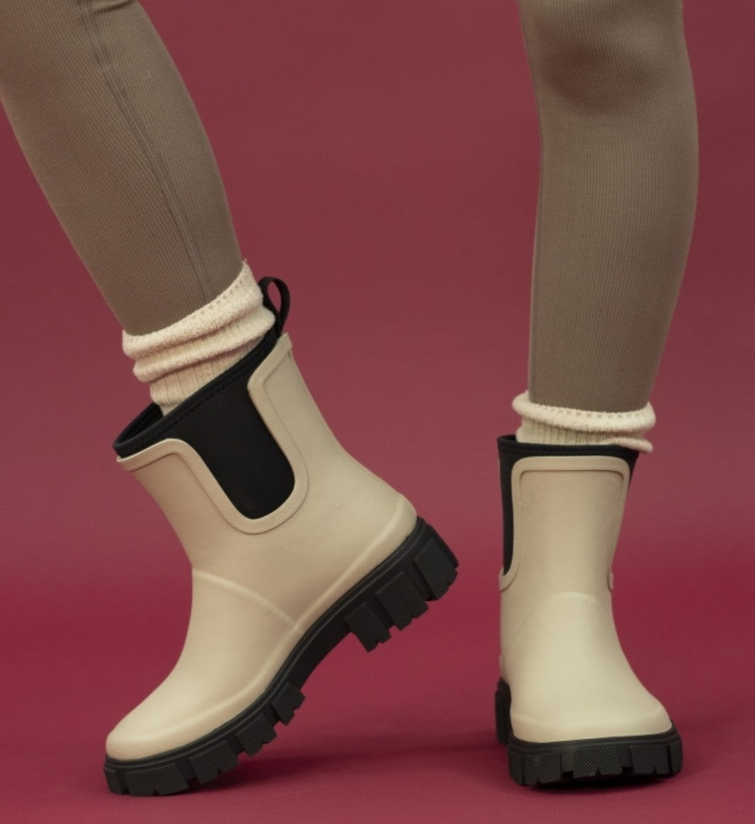 Womens Lazy Dogz Ankle Wellingtons Cream