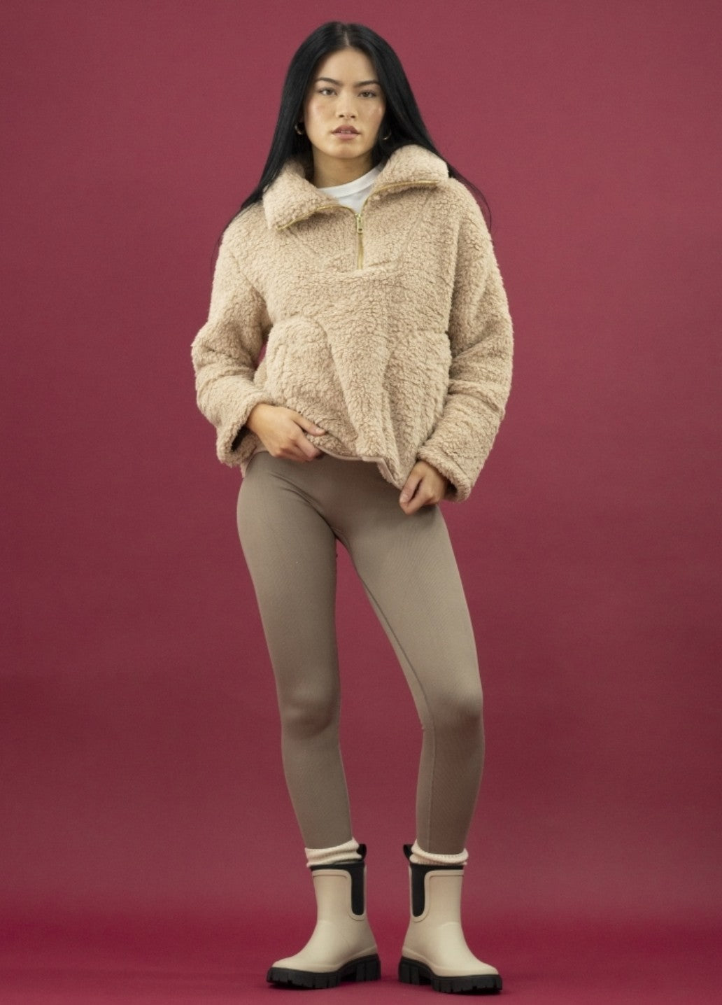 Womens Lazy Dogz Ankle Wellingtons Cream