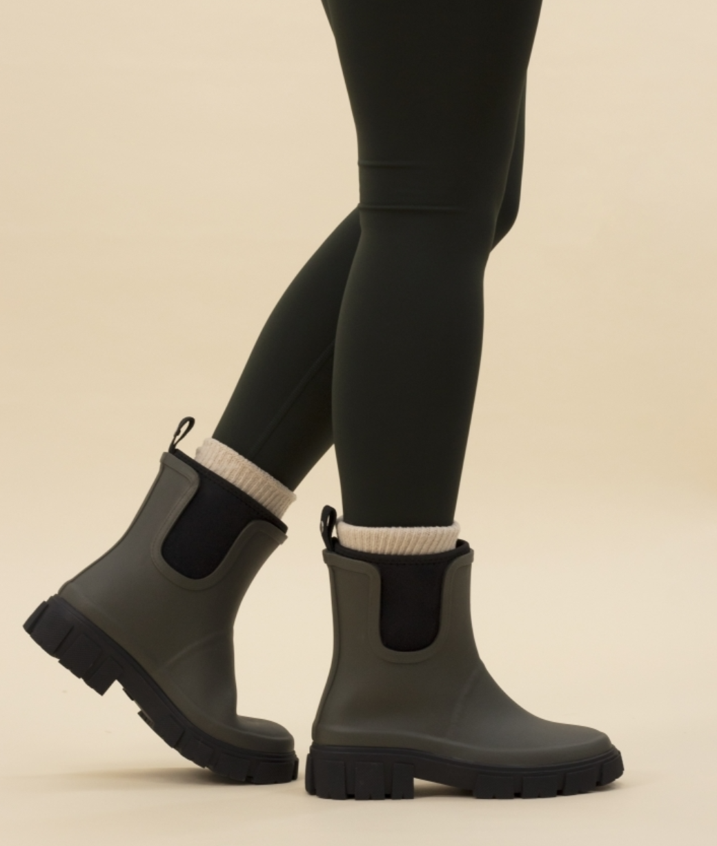 Womens Lazy Dogz Ankle Wellingtons Olive