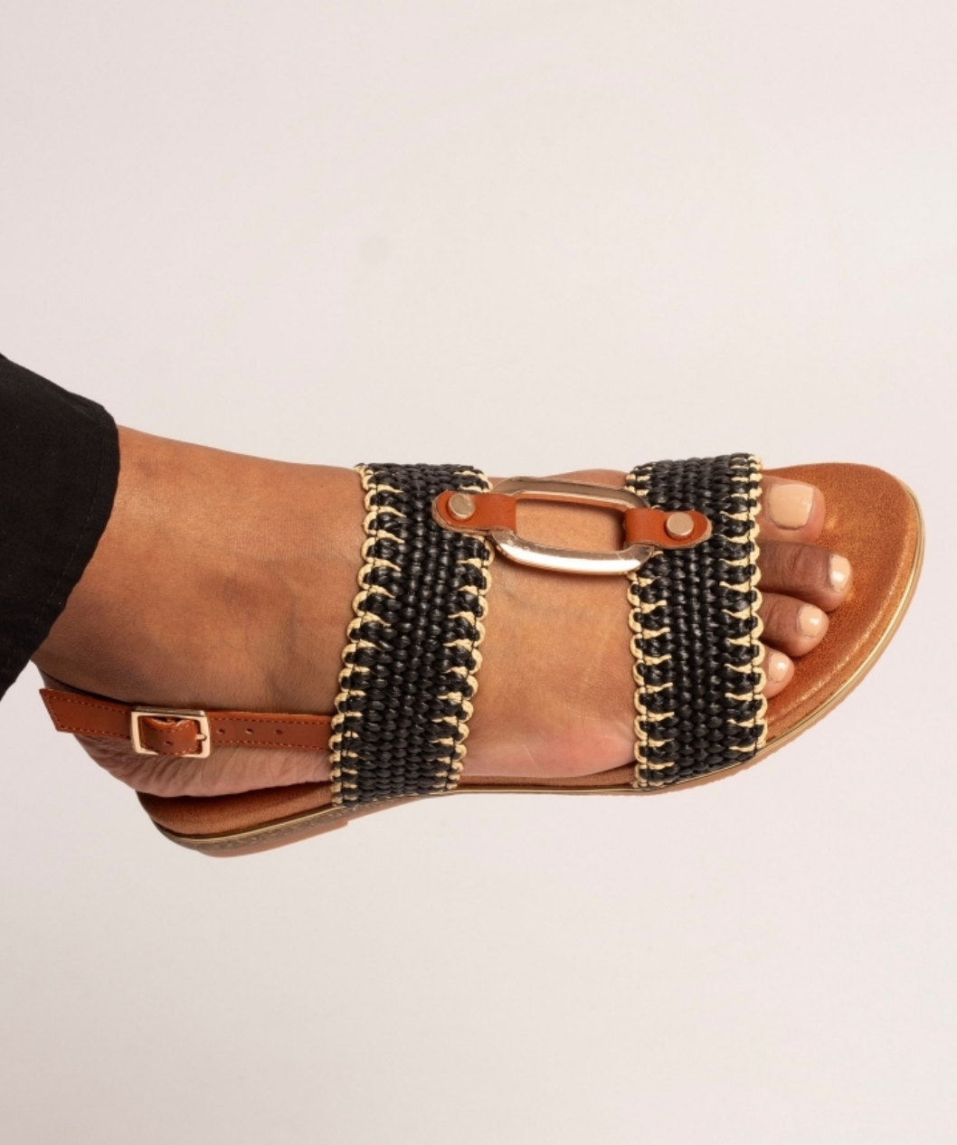 Womens Lunar Woven Strap Sandals Black